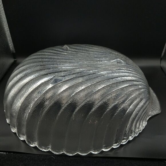 Anchor Hocking Vintage Clam Shell Salad Serving Bowl, Clear Frosted Glass - Picture 6 of 10